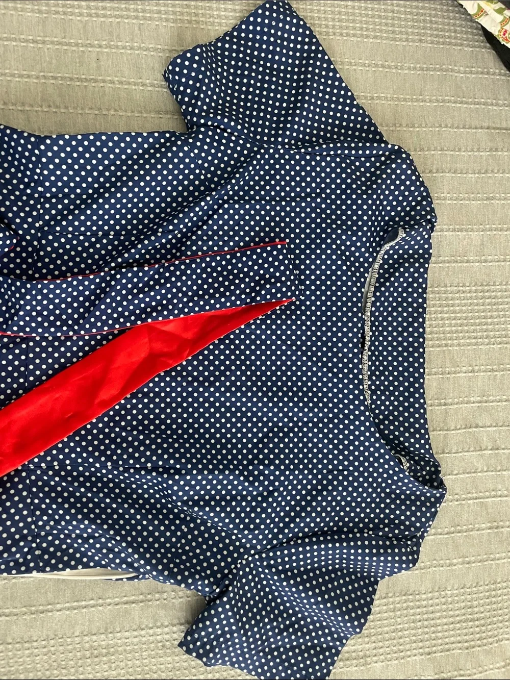 Navy Polka Dot Girls' Dress with Red Sash